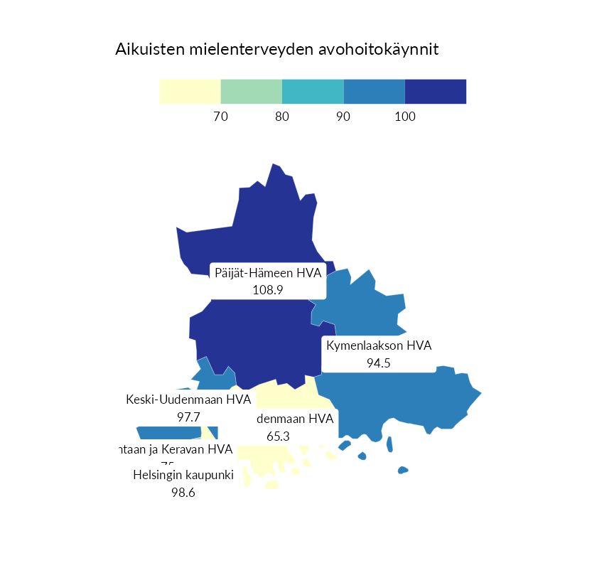 Karttoja ja aikasarjakuvioita huono-osaisuuden eri osoittimista