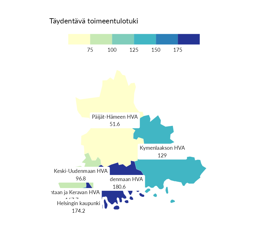 Karttoja ja aikasarjakuvioita huono-osaisuuden eri osoittimista