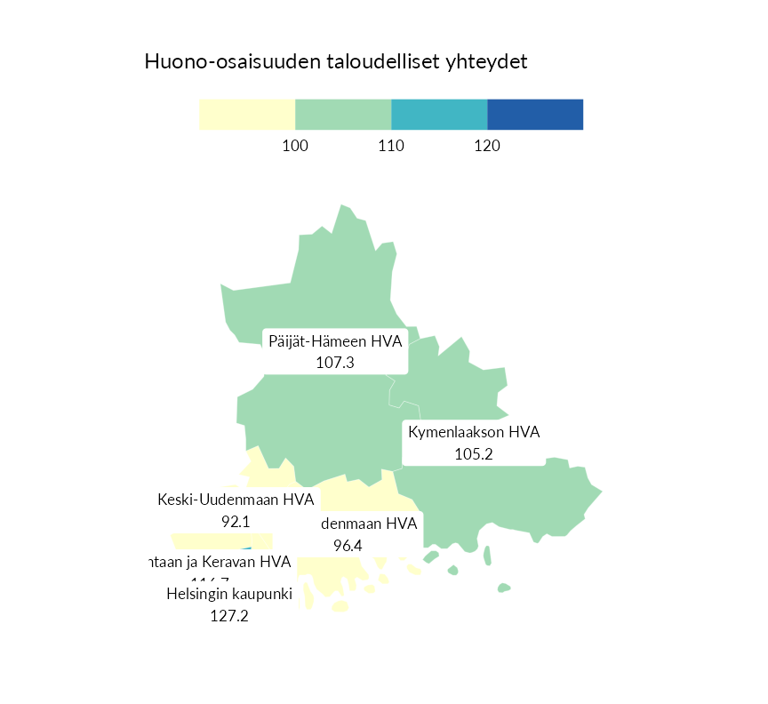 Karttoja ja aikasarjakuvioita huono-osaisuuden eri osoittimista