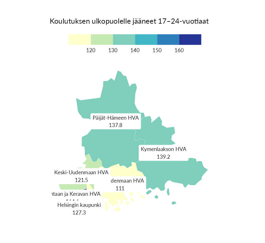 Karttoja ja aikasarjakuvioita huono-osaisuuden eri osoittimista