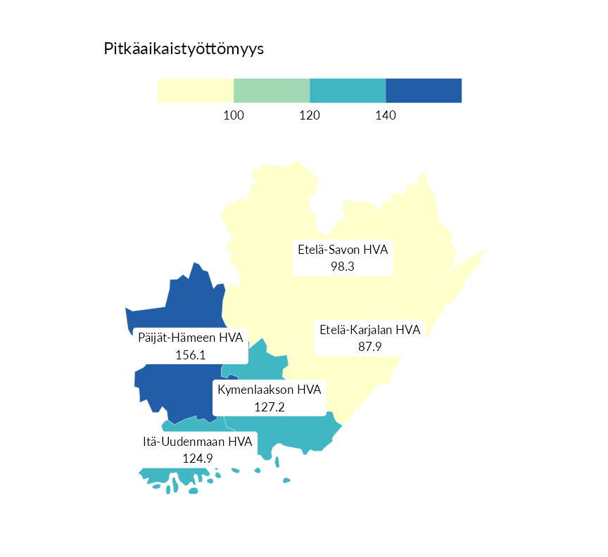 Karttoja ja aikasarjakuvioita huono-osaisuuden eri osoittimista