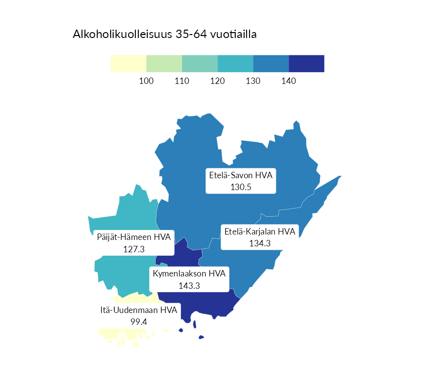 Karttoja ja aikasarjakuvioita huono-osaisuuden eri osoittimista
