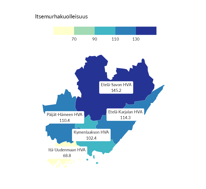 Karttoja ja aikasarjakuvioita huono-osaisuuden eri osoittimista