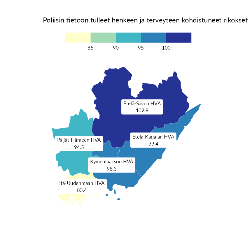 Karttoja ja aikasarjakuvioita huono-osaisuuden eri osoittimista