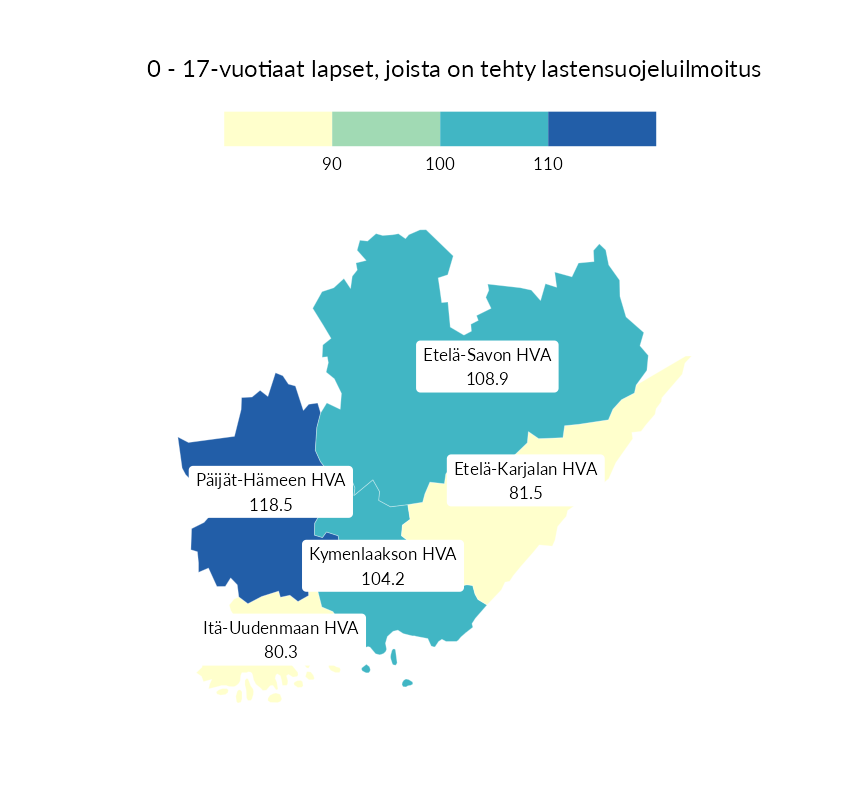 Karttoja ja aikasarjakuvioita huono-osaisuuden eri osoittimista