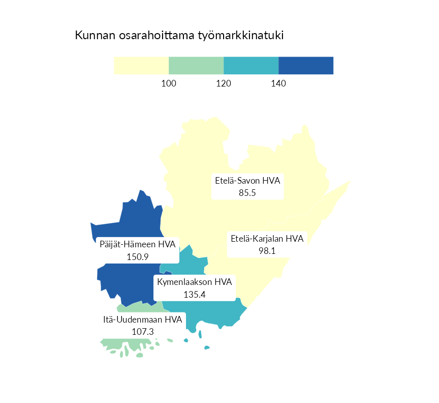 Karttoja ja aikasarjakuvioita huono-osaisuuden eri osoittimista