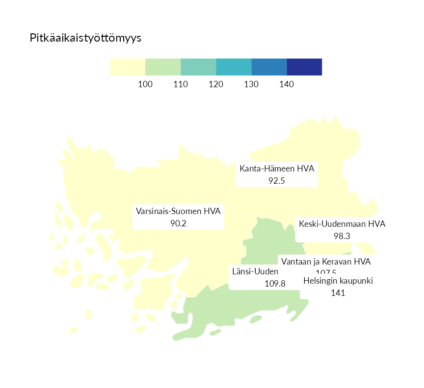 Karttoja ja aikasarjakuvioita huono-osaisuuden eri osoittimista