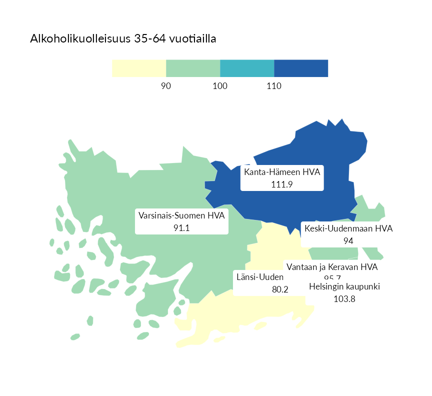 Karttoja ja aikasarjakuvioita huono-osaisuuden eri osoittimista