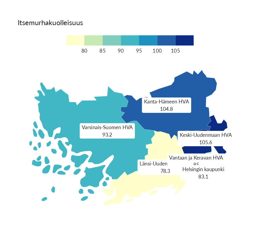 Karttoja ja aikasarjakuvioita huono-osaisuuden eri osoittimista