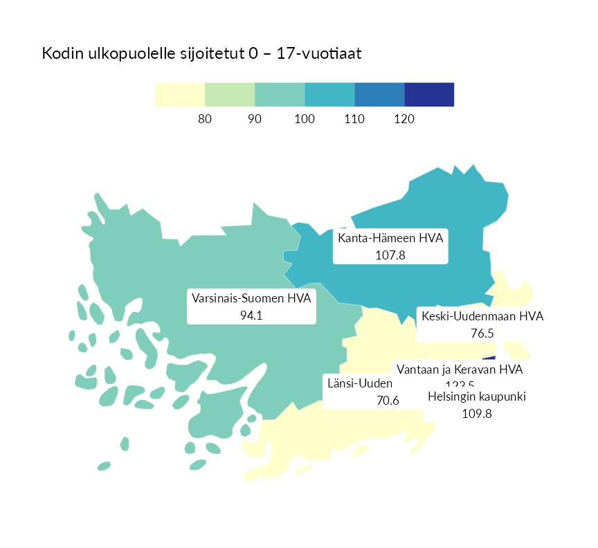 Karttoja ja aikasarjakuvioita huono-osaisuuden eri osoittimista