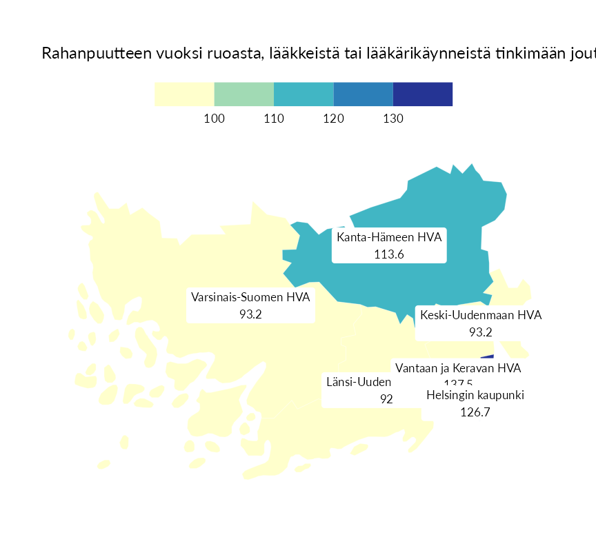 Karttoja ja aikasarjakuvioita huono-osaisuuden eri osoittimista