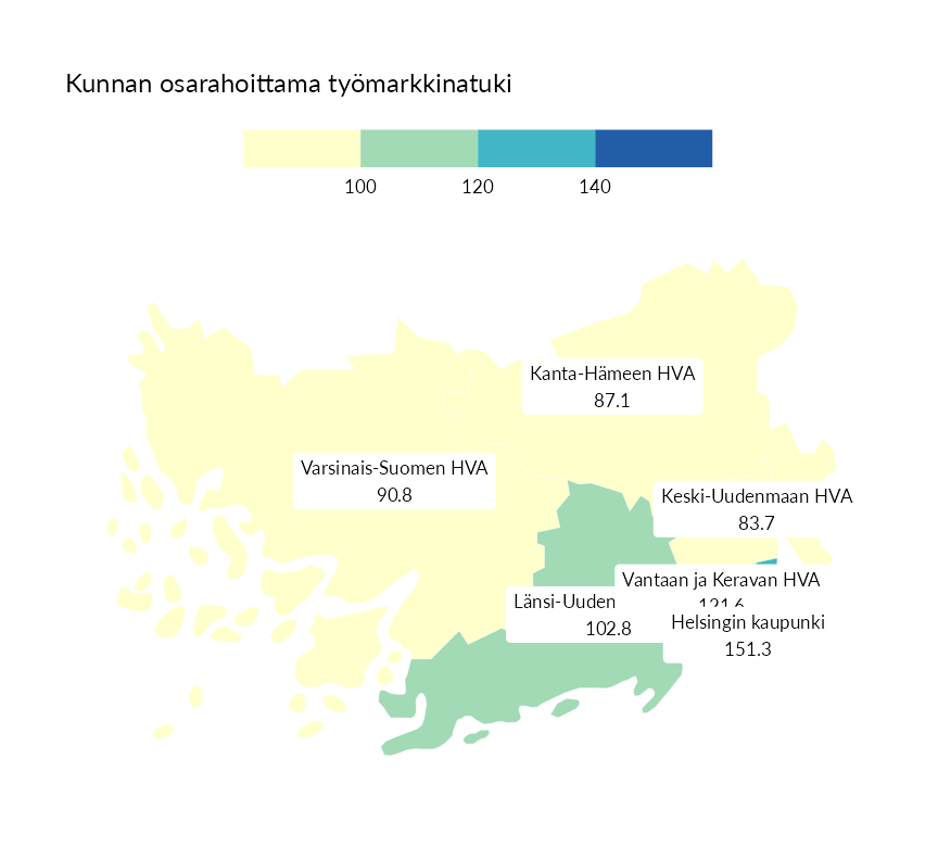 Karttoja ja aikasarjakuvioita huono-osaisuuden eri osoittimista