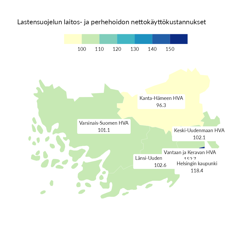Karttoja ja aikasarjakuvioita huono-osaisuuden eri osoittimista