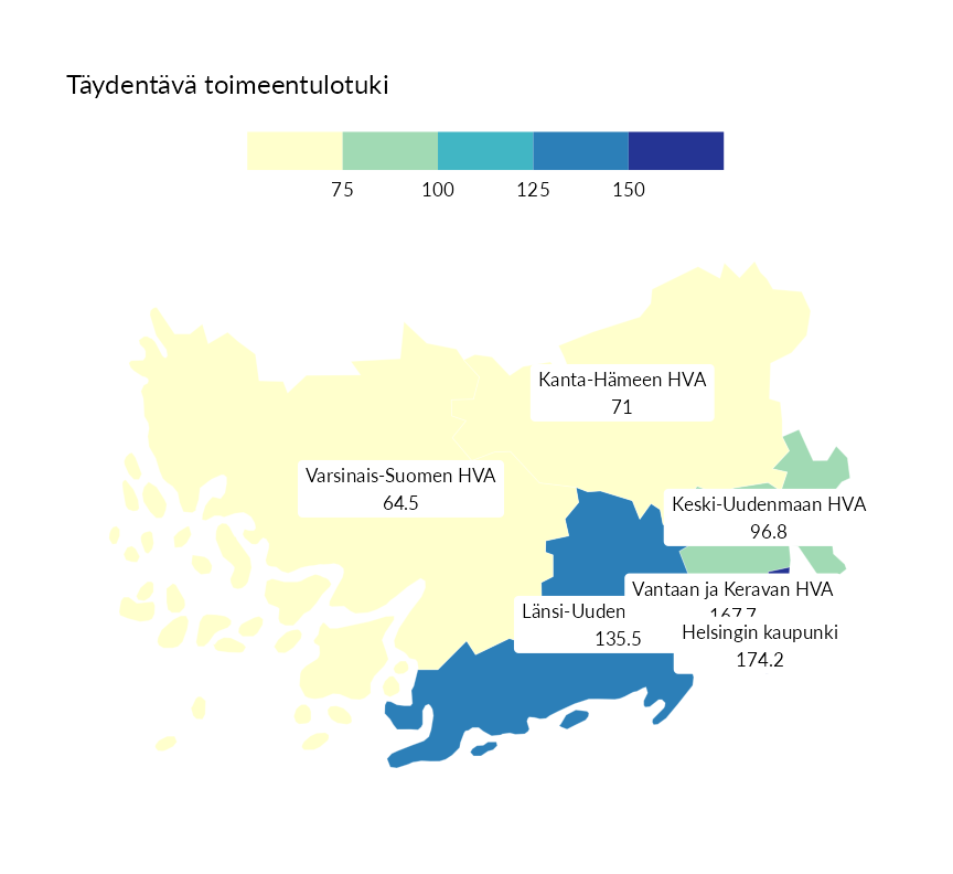Karttoja ja aikasarjakuvioita huono-osaisuuden eri osoittimista