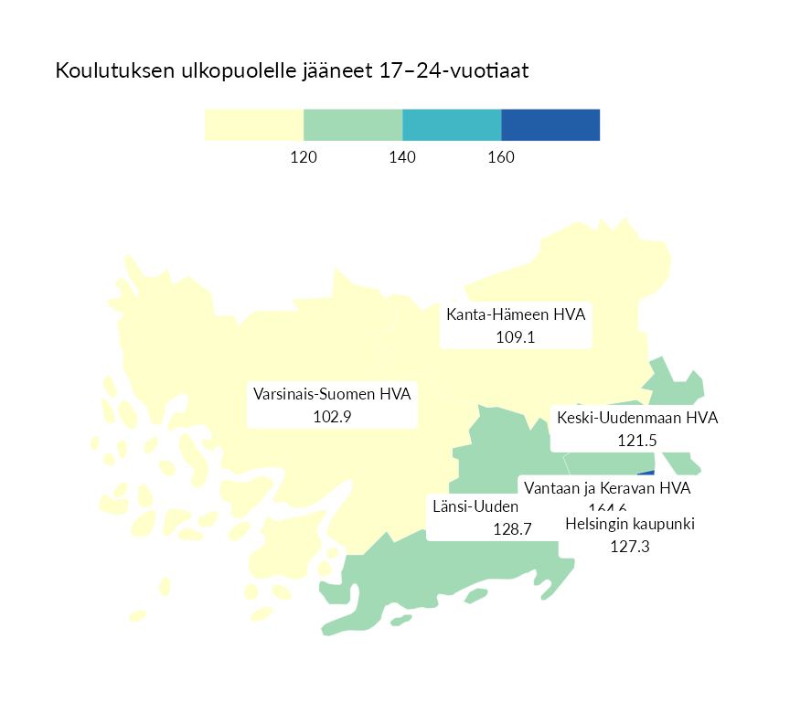 Karttoja ja aikasarjakuvioita huono-osaisuuden eri osoittimista