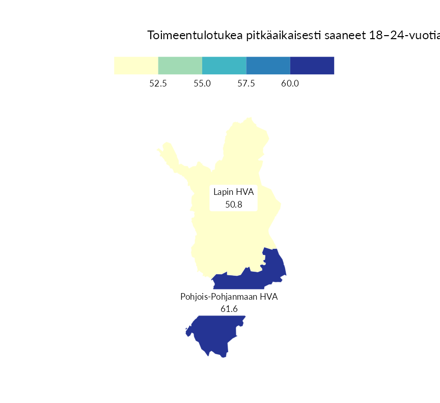 Karttoja ja aikasarjakuvioita huono-osaisuuden eri osoittimista