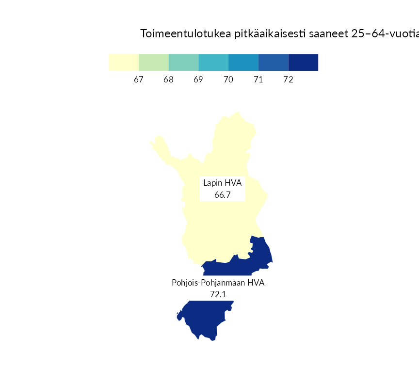 Karttoja ja aikasarjakuvioita huono-osaisuuden eri osoittimista