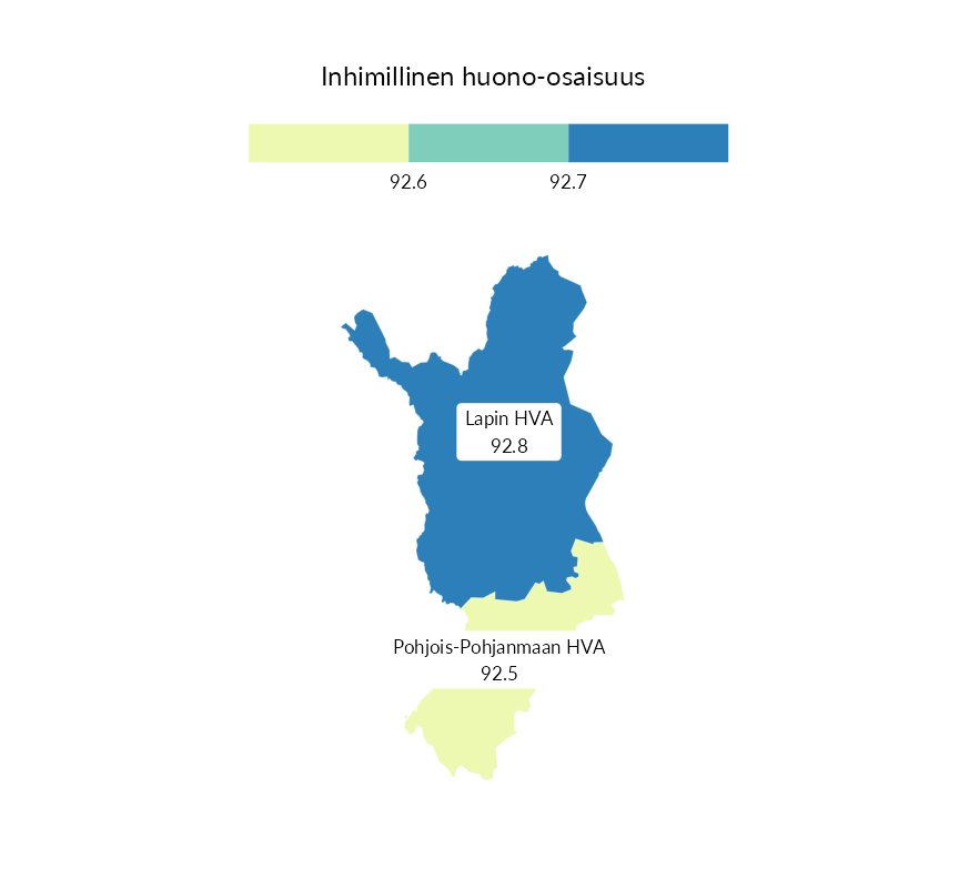 Karttoja ja aikasarjakuvioita huono-osaisuuden eri osoittimista