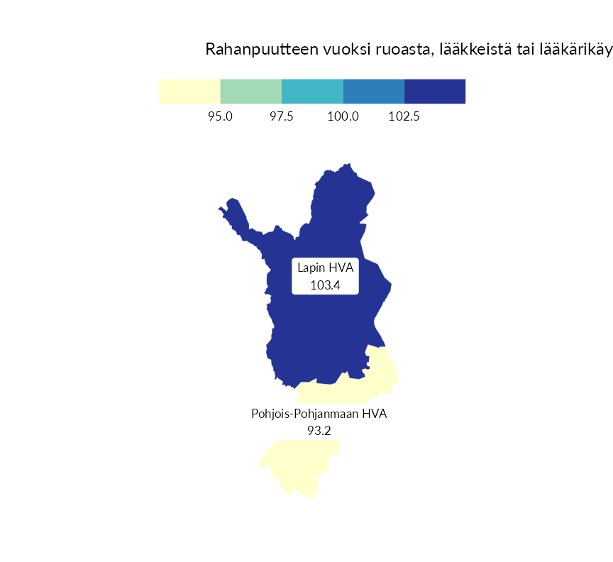 Karttoja ja aikasarjakuvioita huono-osaisuuden eri osoittimista