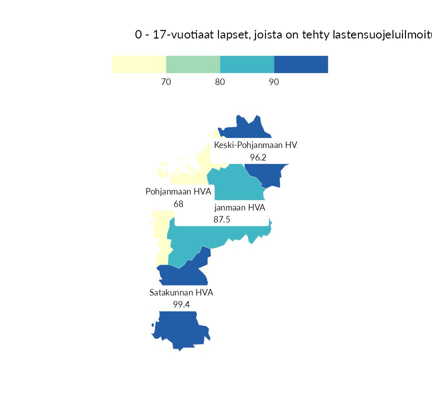 Karttoja ja aikasarjakuvioita huono-osaisuuden eri osoittimista
