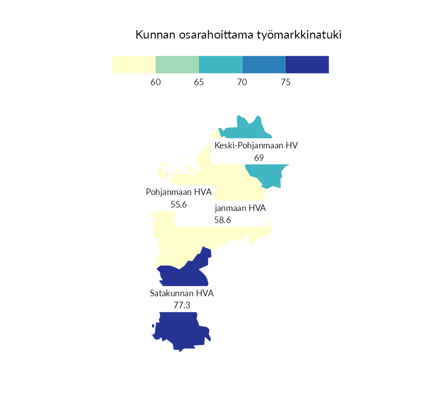 Karttoja ja aikasarjakuvioita huono-osaisuuden eri osoittimista