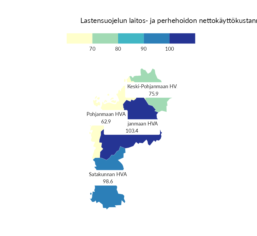 Karttoja ja aikasarjakuvioita huono-osaisuuden eri osoittimista