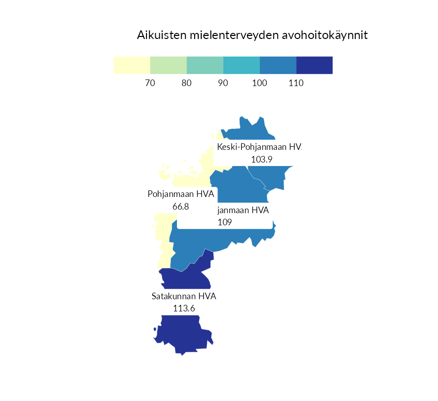 Karttoja ja aikasarjakuvioita huono-osaisuuden eri osoittimista