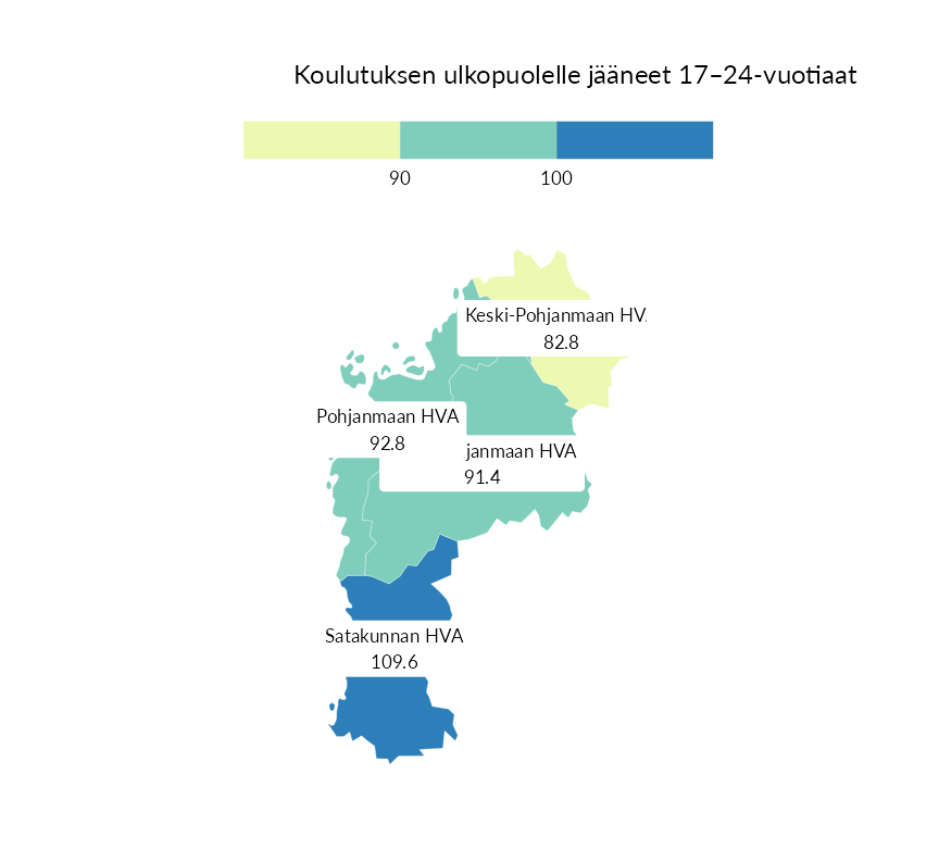 Karttoja ja aikasarjakuvioita huono-osaisuuden eri osoittimista