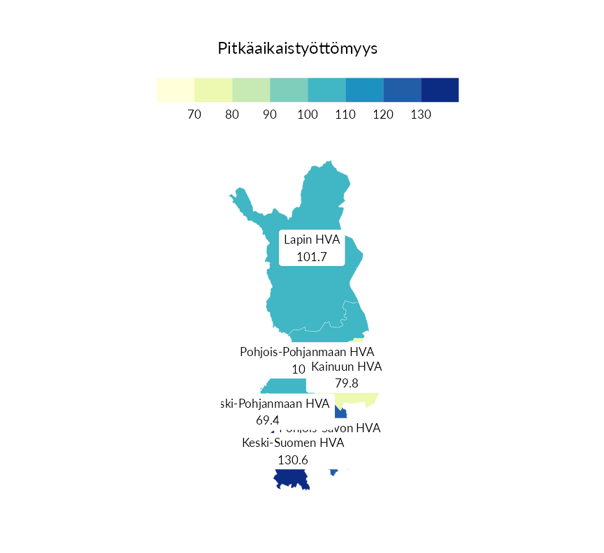 Karttoja ja aikasarjakuvioita huono-osaisuuden eri osoittimista