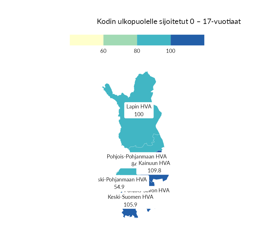 Karttoja ja aikasarjakuvioita huono-osaisuuden eri osoittimista