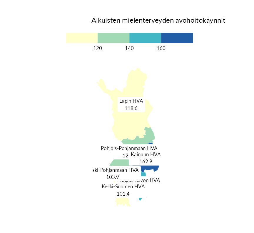 Karttoja ja aikasarjakuvioita huono-osaisuuden eri osoittimista