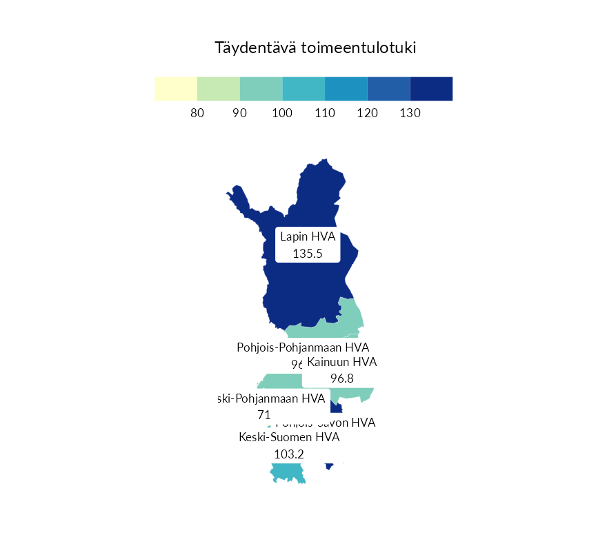 Karttoja ja aikasarjakuvioita huono-osaisuuden eri osoittimista