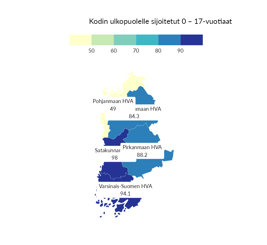 Karttoja ja aikasarjakuvioita huono-osaisuuden eri osoittimista
