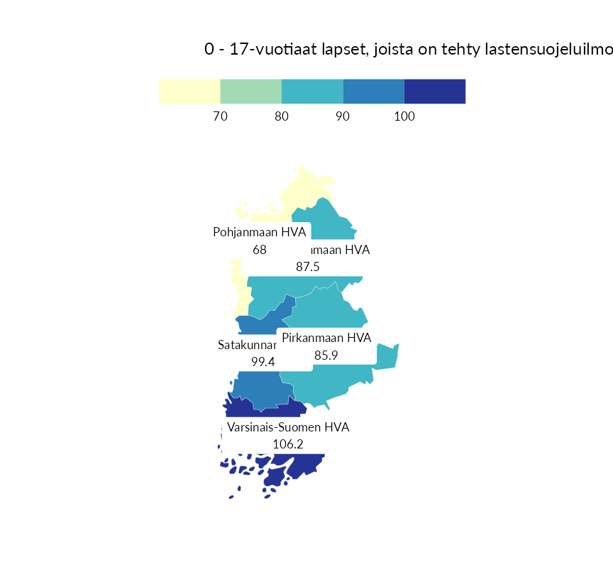 Karttoja ja aikasarjakuvioita huono-osaisuuden eri osoittimista