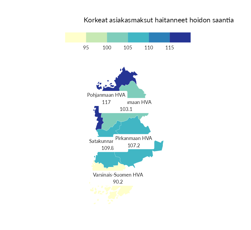 Karttoja ja aikasarjakuvioita huono-osaisuuden eri osoittimista