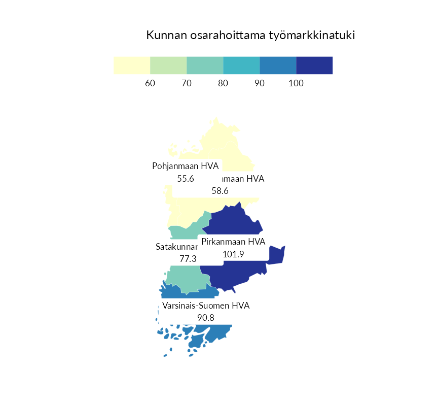 Karttoja ja aikasarjakuvioita huono-osaisuuden eri osoittimista