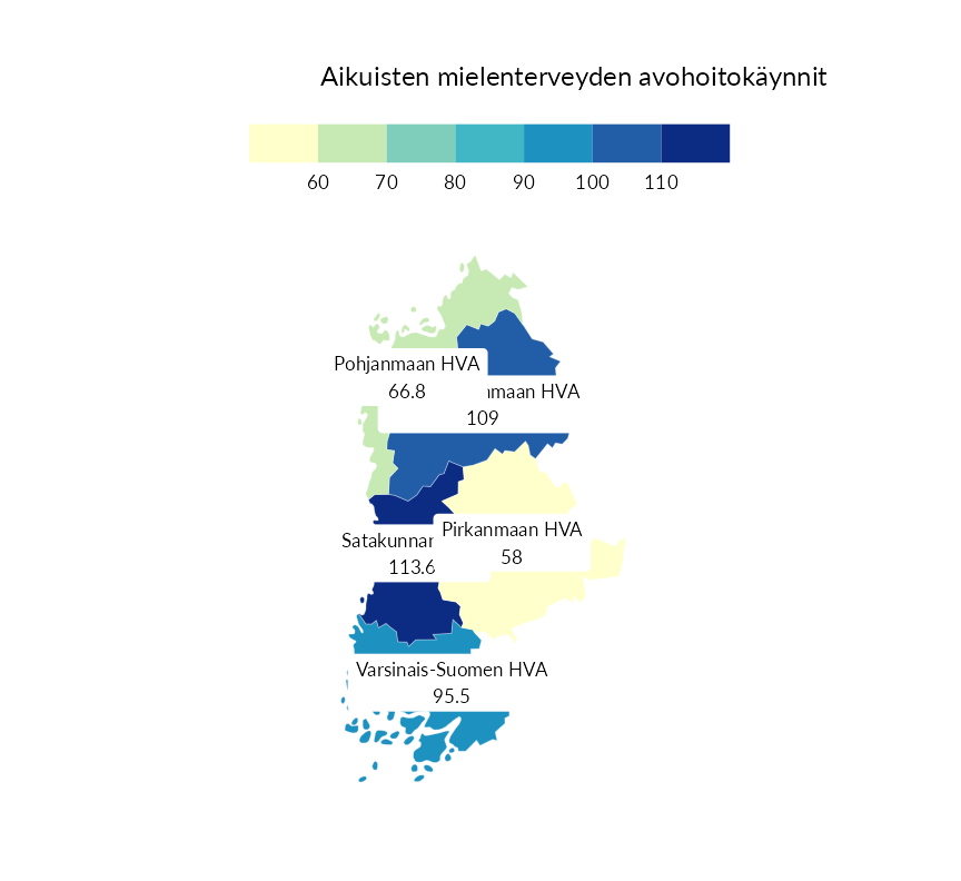 Karttoja ja aikasarjakuvioita huono-osaisuuden eri osoittimista