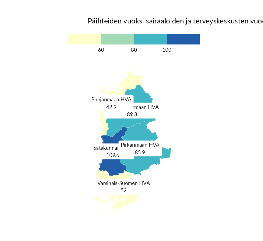 Karttoja ja aikasarjakuvioita huono-osaisuuden eri osoittimista