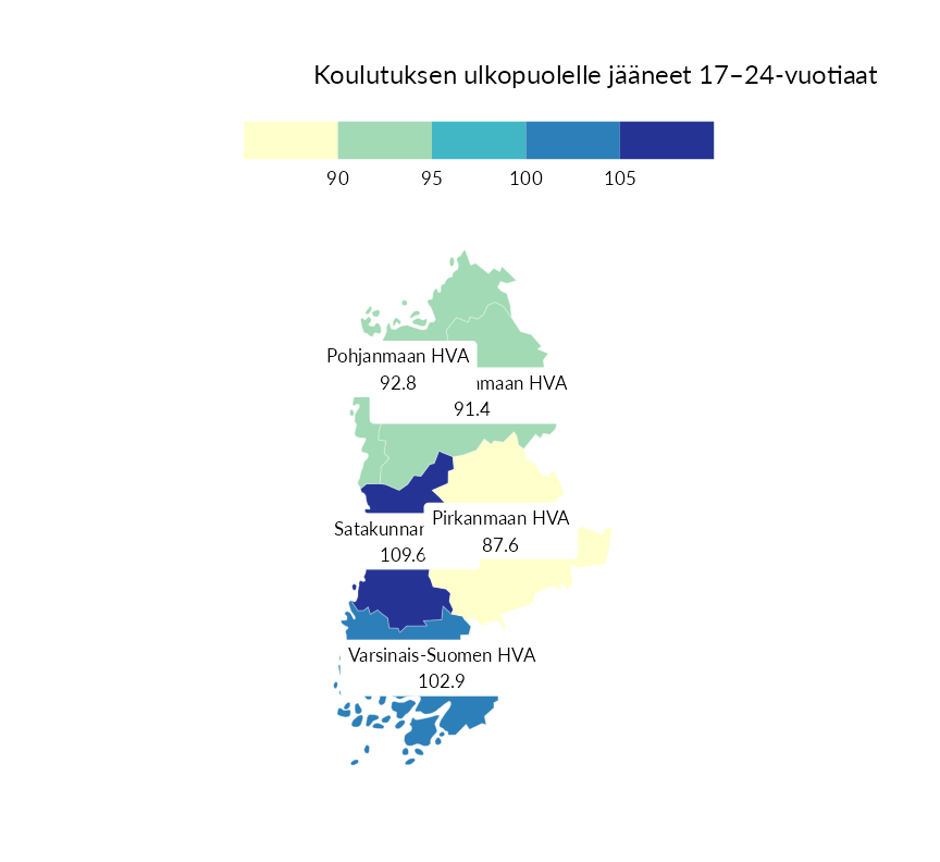Karttoja ja aikasarjakuvioita huono-osaisuuden eri osoittimista