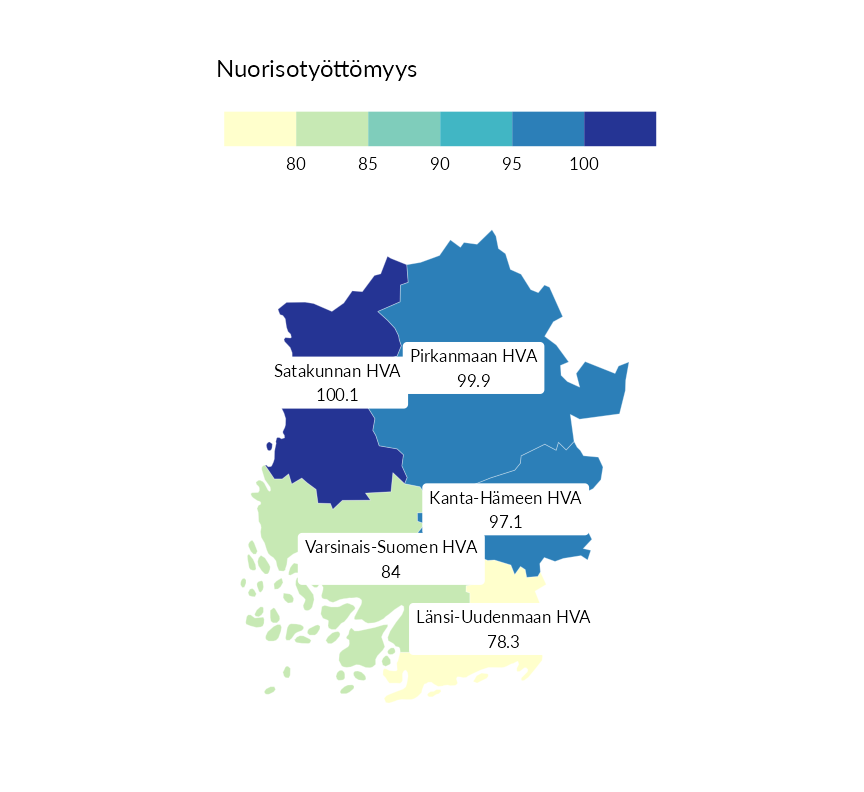 Karttoja ja aikasarjakuvioita huono-osaisuuden eri osoittimista