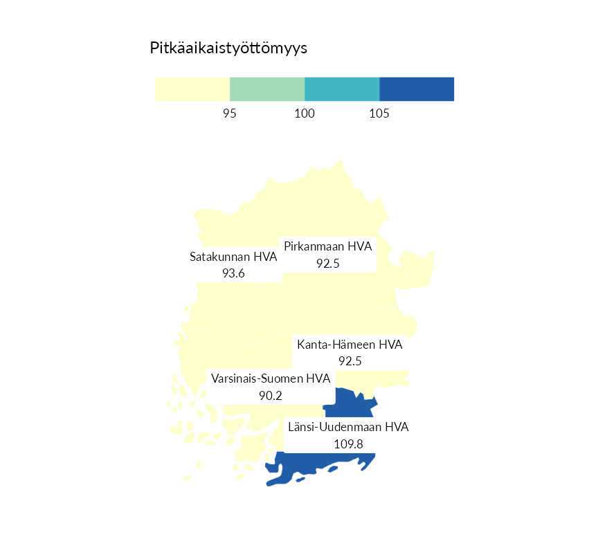 Karttoja ja aikasarjakuvioita huono-osaisuuden eri osoittimista