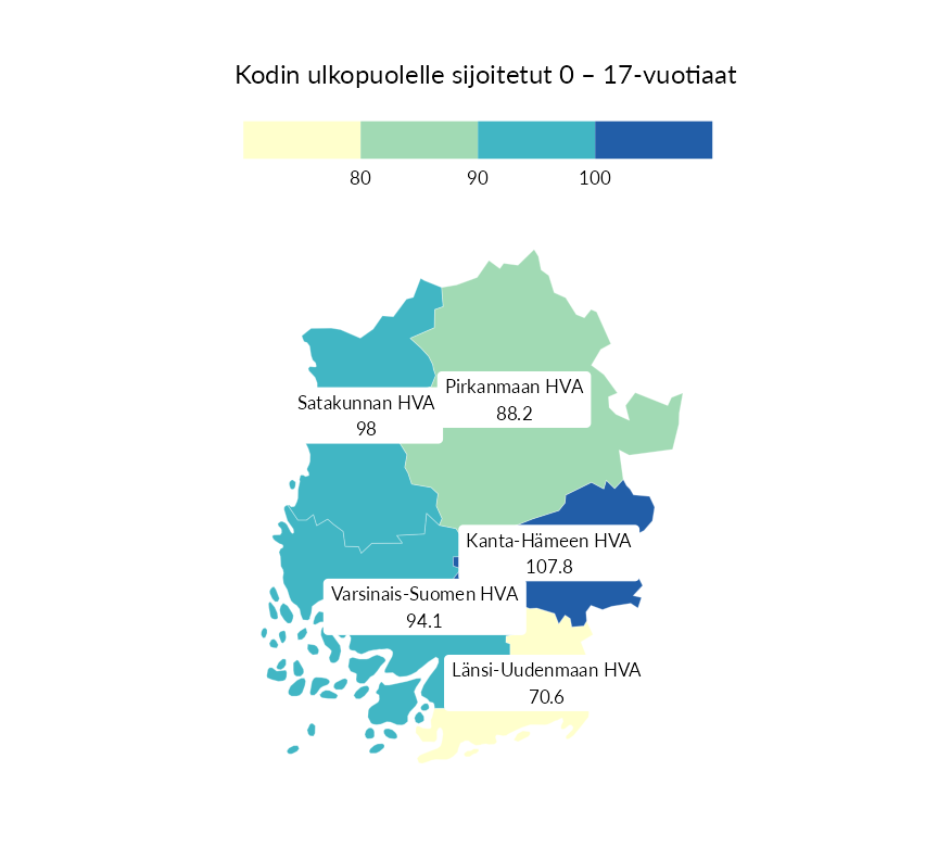 Karttoja ja aikasarjakuvioita huono-osaisuuden eri osoittimista