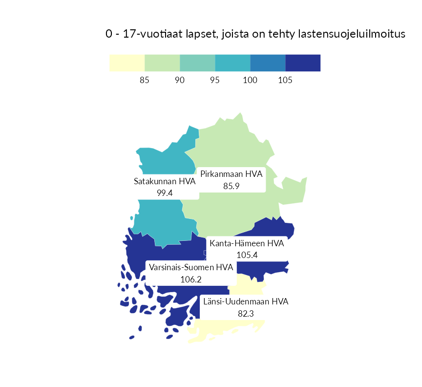 Karttoja ja aikasarjakuvioita huono-osaisuuden eri osoittimista