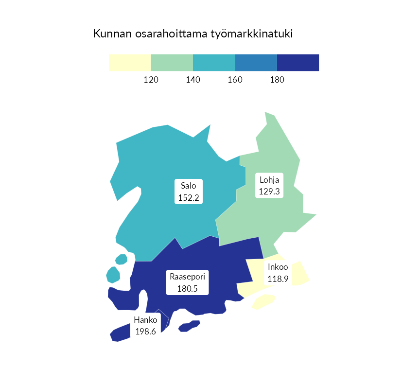 Karttoja ja aikasarjakuvioita huono-osaisuuden eri osoittimista
