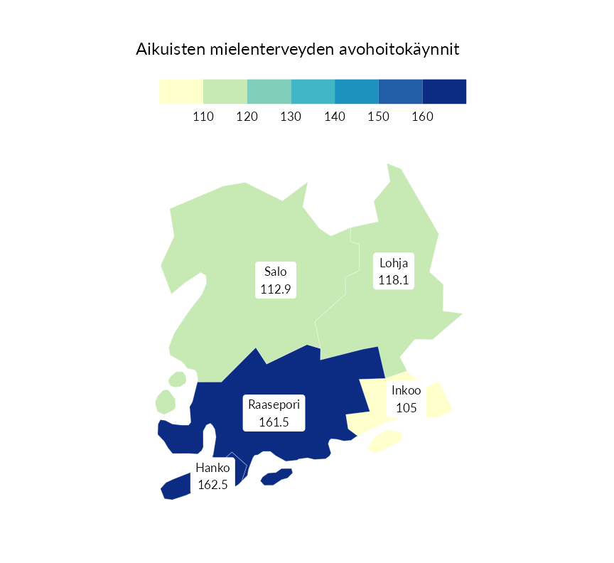Karttoja ja aikasarjakuvioita huono-osaisuuden eri osoittimista
