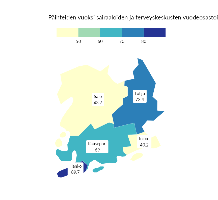 Karttoja ja aikasarjakuvioita huono-osaisuuden eri osoittimista