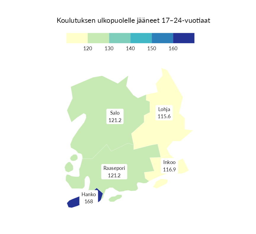 Karttoja ja aikasarjakuvioita huono-osaisuuden eri osoittimista