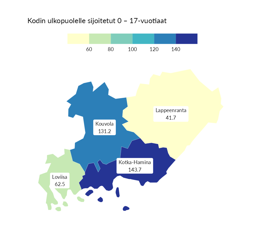 Karttoja ja aikasarjakuvioita huono-osaisuuden eri osoittimista