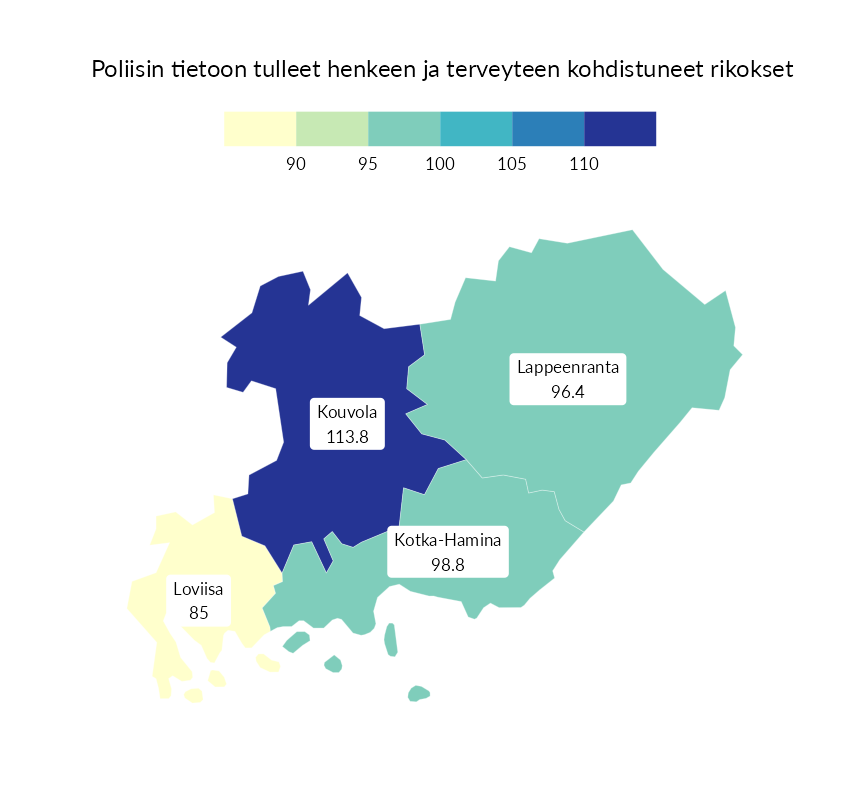 Karttoja ja aikasarjakuvioita huono-osaisuuden eri osoittimista