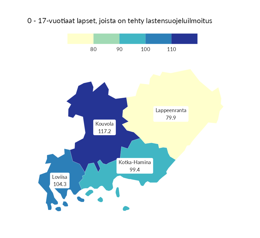 Karttoja ja aikasarjakuvioita huono-osaisuuden eri osoittimista